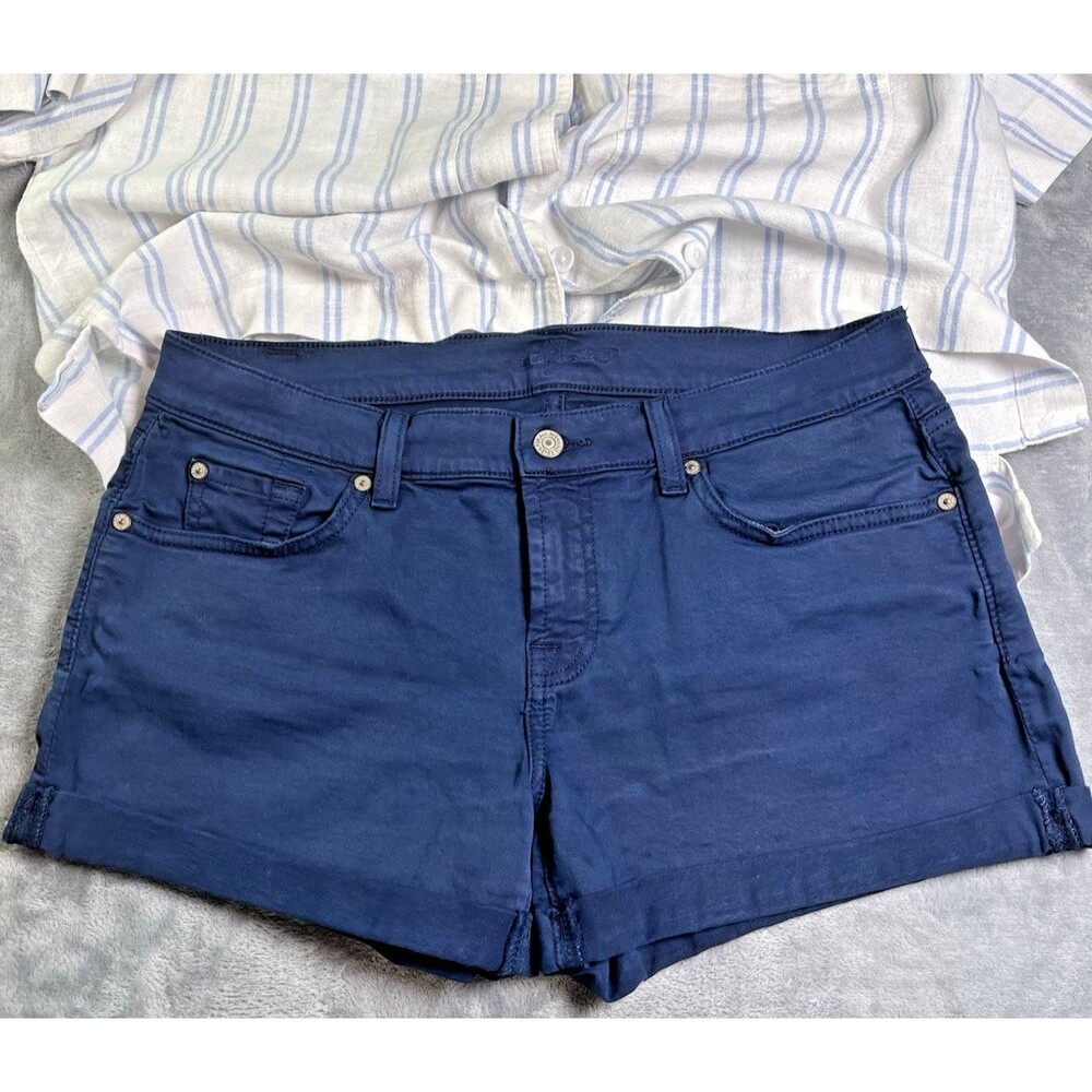 7 for all Mankind womens jean shorts cuffed low rise sz 30 summer party